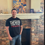 Dr. Barbick wearing a statement t-shirt
