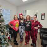 Staff wearing their pajamas in the office